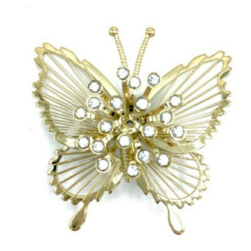 Vintage MONET Butterfly Brooch Pin w/ Imitation Pearls Gold Tone NWOT